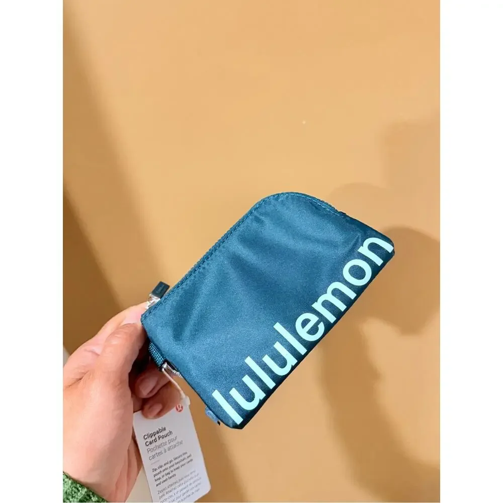 lululemon athletica Mini Zip Pouch wristlet card wallet sporty travel teal